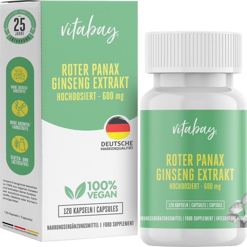 ROTER PANAX Ginseng Extrakt 600 mg vegan Kapseln