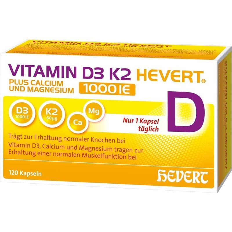 VITAMIN D3 K2 Hevert+Calcium u.Magnes.1000 IE Kps.