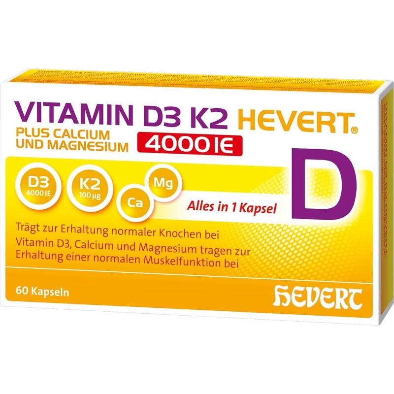 VITAMIN D3 K2 Hevert+Calcium u.Magnes.4000 IE Kps.
