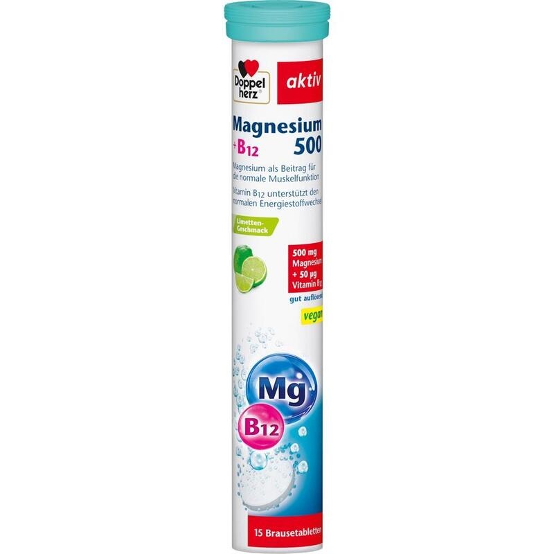 DOPPELHERZ Magnesium 500+B12 Brausetabletten