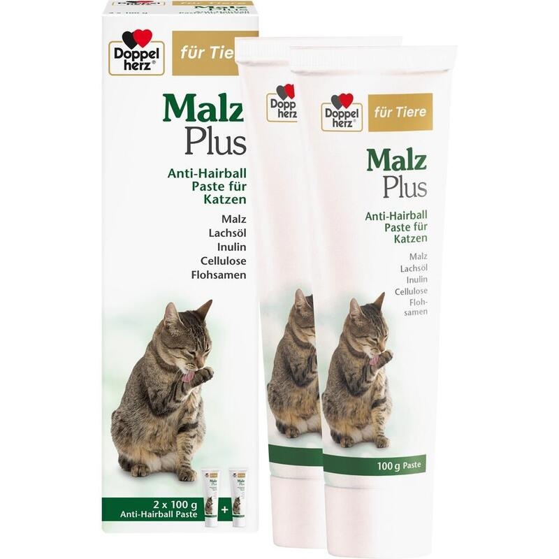 DOPPELHERZ für Tiere Malz Plus Anti-Hairb.Pas.Kat.