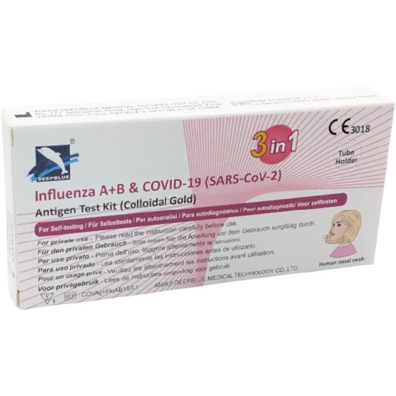 DEEPBLUE 3in1 Kombi-Test SARS-CoV2 FLU A+B Nase